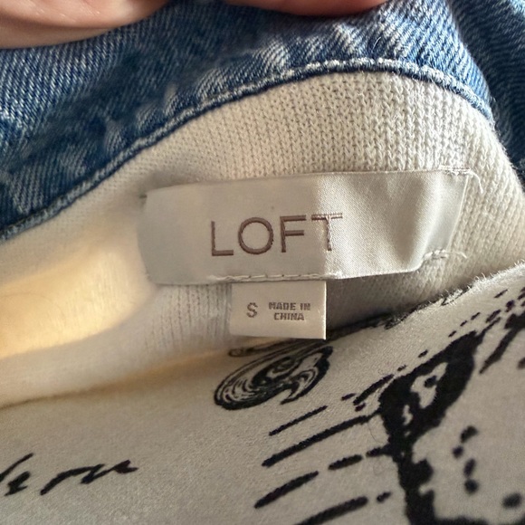 NWOT LOFT Blue and White Denim-Trim Cardigan - Picture 13 of 13